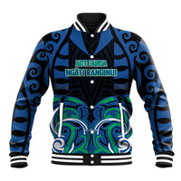 Custom Aotearoa Ngati Ranginui Baseball Jacket New Zealand Traditional Maori Pattern DT05 Unisex Navy - Polynesian Pride