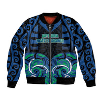 Custom Aotearoa Ngati Ranginui Bomber Jacket New Zealand Traditional Maori Pattern DT05 Unisex Navy - Polynesian Pride