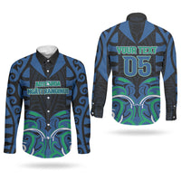 Custom Aotearoa Ngati Ranginui Couples Matching Off The Shoulder Long Sleeve Dress and Long Sleeve Button Shirt New Zealand Traditional Maori Pattern DT05 - Polynesian Pride