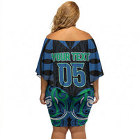 Custom Aotearoa Ngati Ranginui Off Shoulder Short Dress New Zealand Traditional Maori Pattern DT05 - Polynesian Pride