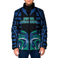 Custom Aotearoa Ngati Ranginui Padded Jacket New Zealand Traditional Maori Pattern DT05 Men Navy - Polynesian Pride