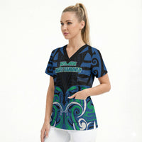 Custom Aotearoa Ngati Ranginui Scrub Top New Zealand Traditional Maori Pattern DT05 - Polynesian Pride