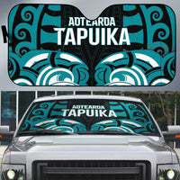 Aotearoa Tapuika Auto Sun Shade New Zealand Traditional Maori Pattern DT05 Teal - Polynesian Pride