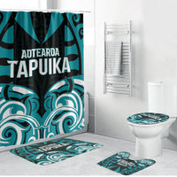Aotearoa Tapuika Bathroom Set New Zealand Traditional Maori Pattern DT05 Bathroom Set (4 pcs) Teal - Polynesian Pride