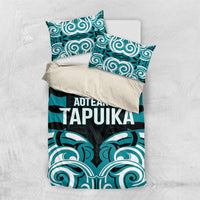 Aotearoa Tapuika Bedding Set New Zealand Traditional Maori Pattern DT05 US Twin 172cm x 218cm Teal - Polynesian Pride