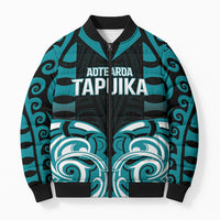 Custom Aotearoa Tapuika Bomber Puffer Jacket New Zealand Traditional Maori Pattern DT05 Unisex Teal - Polynesian Pride
