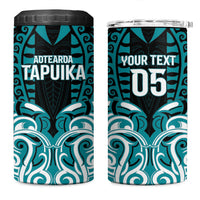 Custom Aotearoa Tapuika 4 in 1 Can Cooler Tumbler New Zealand Traditional Maori Pattern DT05 One Size: 16 oz Teal - Polynesian Pride