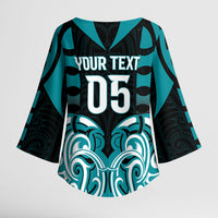 Custom Aotearoa Tapuika Kimono Sleeve Blouse New Zealand Traditional Maori Pattern DT05 - Polynesian Pride