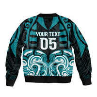 Custom Aotearoa Tapuika Sleeve Zip Bomber Jacket New Zealand Traditional Maori Pattern DT05 - Polynesian Pride