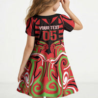 Custom Aotearoa Ngati Maru Kid Short Sleeve Dress New Zealand Traditional Maori Pattern DT05 - Polynesian Pride