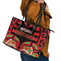 Aotearoa Ngati Maru Leather Tote Bag New Zealand Traditional Maori Pattern DT05 - Polynesian Pride