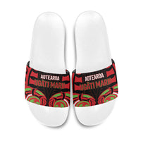 Aotearoa Ngati Maru Slide Sandals New Zealand Traditional Maori Pattern DT05 Red - Polynesian Pride
