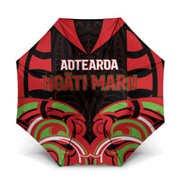 Aotearoa Ngati Maru Umbrella New Zealand Traditional Maori Pattern DT05 One Size Folded 11.42 inch Opened Diameter 37.4 inch Red - Polynesian Pride