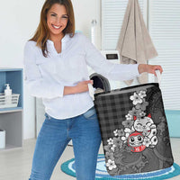 Black Palaka Hawaiian And Japanese Laundry Basket Maneki Neko And Sakura Bloom DT05 - Polynesian Pride