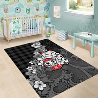 Black Palaka Hawaiian And Japanese Area Rug Maneki Neko And Sakura Bloom DT05 - Polynesian Pride