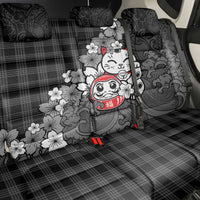 Black Palaka Hawaiian And Japanese Back Car Seat Cover Maneki Neko And Sakura Bloom DT05 - Polynesian Pride