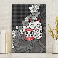 Black Palaka Hawaiian And Japanese Canvas Wall Art Maneki Neko And Sakura Bloom DT05 Without Frame Black - Polynesian Pride