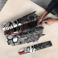 Black Palaka Hawaiian And Japanese Umbrella Maneki Neko And Sakura Bloom DT05 - Polynesian Pride