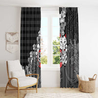 Black Palaka Hawaiian And Japanese Window Curtain Maneki Neko And Sakura Bloom DT05 - Polynesian Pride
