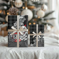 Black Palaka Hawaiian And Japanese Wrapping Paper Maneki Neko And Sakura Bloom DT05 - Polynesian Pride