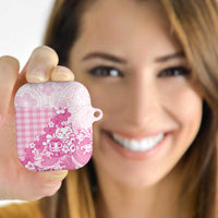 Pink Palaka Hawaiian And Japanese AirPods Case Maneki Neko And Sakura Bloom DT05 - Polynesian Pride