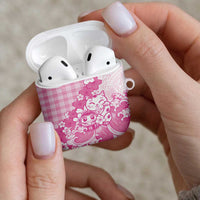 Pink Palaka Hawaiian And Japanese AirPods Case Maneki Neko And Sakura Bloom DT05 - Polynesian Pride