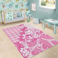 Pink Palaka Hawaiian And Japanese Area Rug Maneki Neko And Sakura Bloom DT05 - Polynesian Pride