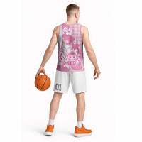Pink Palaka Hawaiian And Japanese Basketball Jersey Maneki Neko And Sakura Bloom DT05 - Polynesian Pride