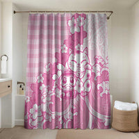 Pink Palaka Hawaiian And Japanese Bathroom Set Maneki Neko And Sakura Bloom DT05 Shower Curtain Only Pink - Polynesian Pride