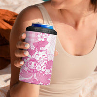 Pink Palaka Hawaiian And Japanese 4 in 1 Can Cooler Tumbler Maneki Neko And Sakura Bloom DT05 - Polynesian Pride