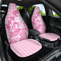 Pink Palaka Hawaiian And Japanese Car Seat Cover Maneki Neko And Sakura Bloom DT05 One Size Pink - Polynesian Pride