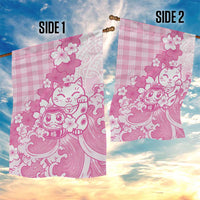 Pink Palaka Hawaiian And Japanese Garden Flag Maneki Neko And Sakura Bloom DT05 - Polynesian Pride