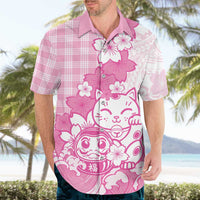 Pink Palaka Hawaiian And Japanese Hawaiian Shirt Maneki Neko And Sakura Bloom DT05 - Polynesian Pride