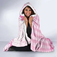 Pink Palaka Hawaiian And Japanese Hooded Blanket Maneki Neko And Sakura Bloom DT05 - Polynesian Pride