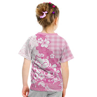 Pink Palaka Hawaiian And Japanese Kid T Shirt Maneki Neko And Sakura Bloom DT05 - Polynesian Pride