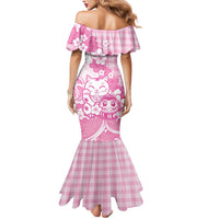 Pink Palaka Hawaiian And Japanese Mermaid Dress Maneki Neko And Sakura Bloom DT05 - Polynesian Pride