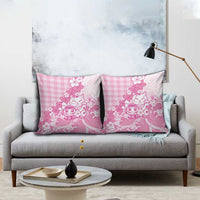 Pink Palaka Hawaiian And Japanese Pillow Cover Maneki Neko And Sakura Bloom DT05 - Polynesian Pride