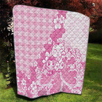 Pink Palaka Hawaiian And Japanese Quilt Maneki Neko And Sakura Bloom