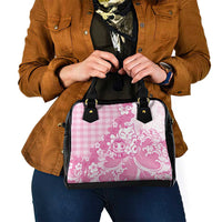 Pink Palaka Hawaiian And Japanese Shoulder Handbag Maneki Neko And Sakura Bloom DT05 - Polynesian Pride