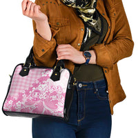 Pink Palaka Hawaiian And Japanese Shoulder Handbag Maneki Neko And Sakura Bloom DT05 - Polynesian Pride