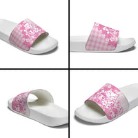 Pink Palaka Hawaiian And Japanese Slide Sandals Maneki Neko And Sakura Bloom DT05 - Polynesian Pride