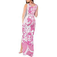 Pink Palaka Hawaiian And Japanese Tank Maxi Dress Maneki Neko And Sakura Bloom DT05 - Polynesian Pride