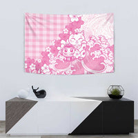 Pink Palaka Hawaiian And Japanese Tapestry Maneki Neko And Sakura Bloom DT05 - Polynesian Pride