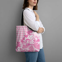 Pink Palaka Hawaiian And Japanese Tote Bag Maneki Neko And Sakura Bloom DT05 - Polynesian Pride