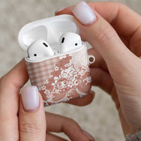 Beige Palaka Hawaiian And Japanese AirPods Case Maneki Neko And Sakura Bloom DT05 - Polynesian Pride