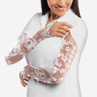 Beige Palaka Hawaiian And Japanese Arm Sleeves Maneki Neko And Sakura Bloom DT05 - Polynesian Pride