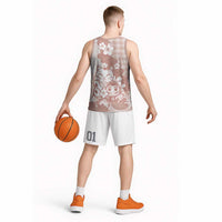 Beige Palaka Hawaiian And Japanese Basketball Jersey Maneki Neko And Sakura Bloom DT05 - Polynesian Pride