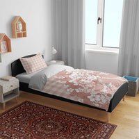 Beige Palaka Hawaiian And Japanese Bedding Set Maneki Neko And Sakura Bloom DT05 - Polynesian Pride