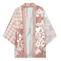 Beige Palaka Hawaiian And Japanese Kimono Maneki Neko And Sakura Bloom DT05 Unisex Beige - Polynesian Pride