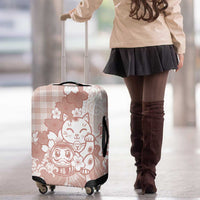 Beige Palaka Hawaiian And Japanese Luggage Cover Maneki Neko And Sakura Bloom DT05 - Polynesian Pride